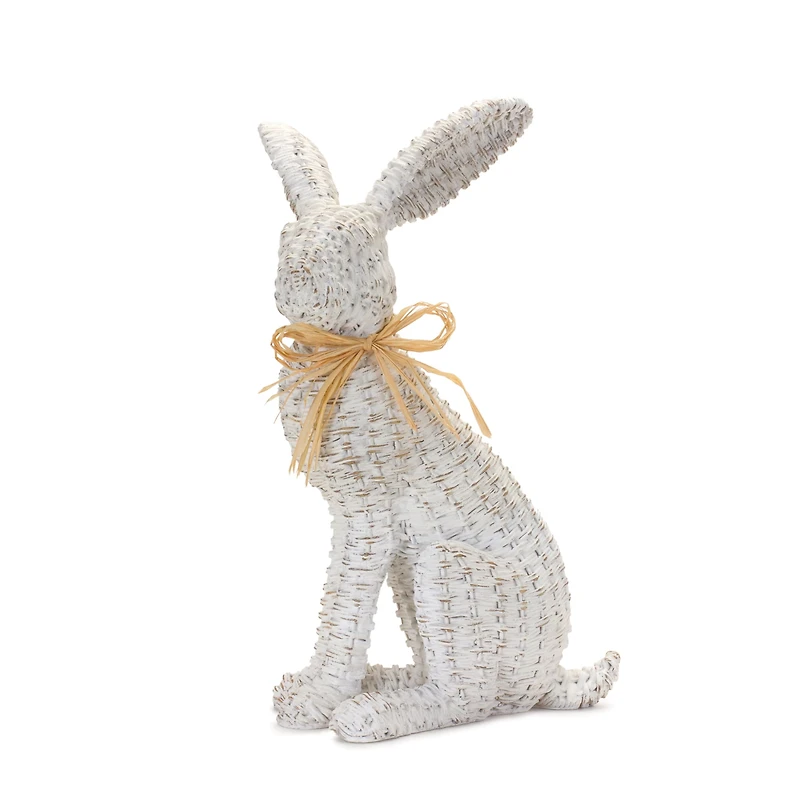 White Wicker Rabbit Statue Set, 15.25" & 17.75"