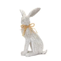 White Wicker Rabbit Statue Set, 15.25" & 17.75"