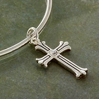 Charmalong™ Antique Silver Plated Crystal Cross Charm by Bead Landing™