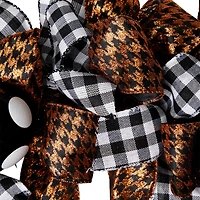 24'' Unlit Orange and Black Witch with Bows Halloween Wreath