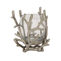 6" Silver Aluminum Coastal Candle Holder
