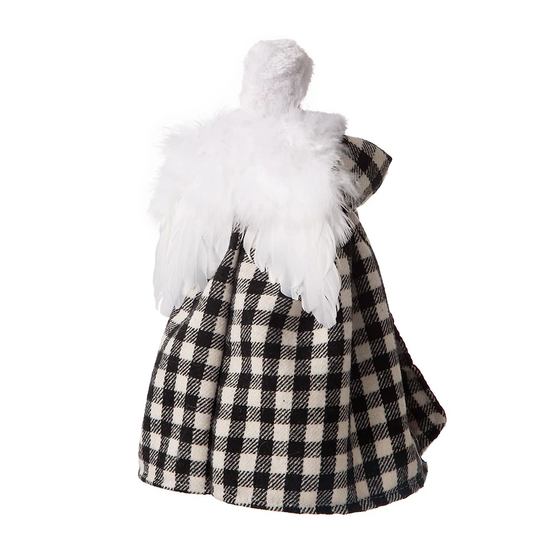 Glitzhome® 12" Black & White Plaid Angel Tree Topper