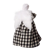 Glitzhome® 12" Black & White Plaid Angel Tree Topper