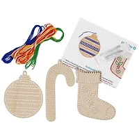 Leisure Arts® Beginner Holiday Shapes 3 Piece Wood Stitchery Ornament Kit