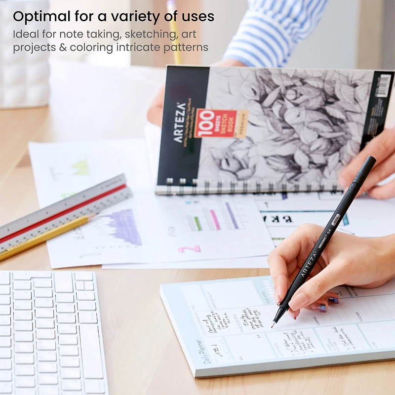 Arteza® Inkonic® 0.4mm Black Fineliner Pens, 12ct.