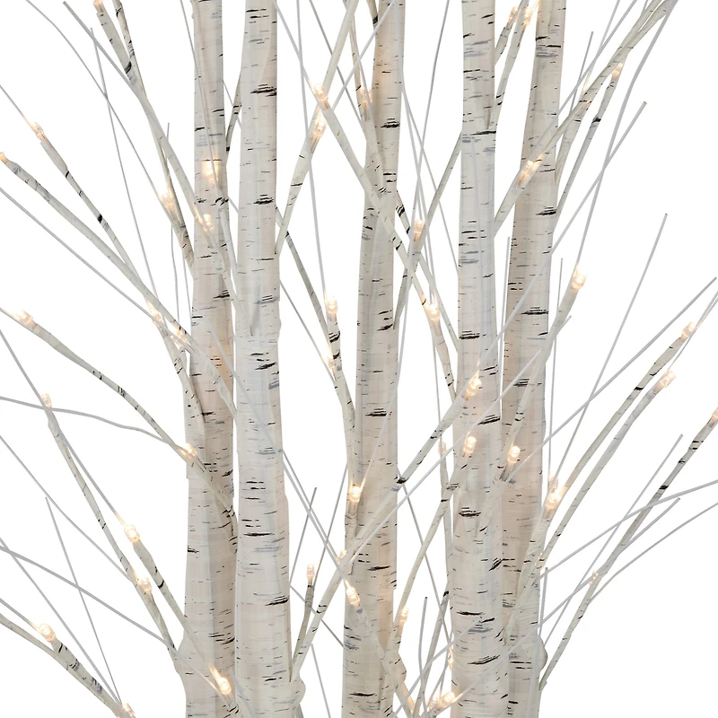 4ft. Pre-Lit White Birch Twig Tree Cluster Christmas Decoration, Warm White LED Lights