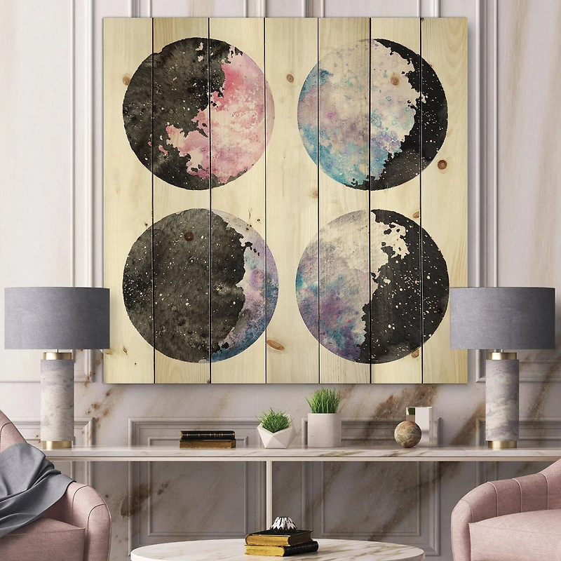 Designart - Moon Phases With Stars and Sky