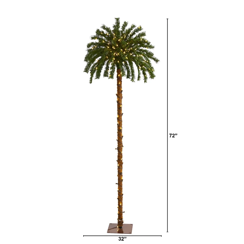 6ft. Pre-Lit Palm Artificial Christmas Tree, Warm White LED Lights