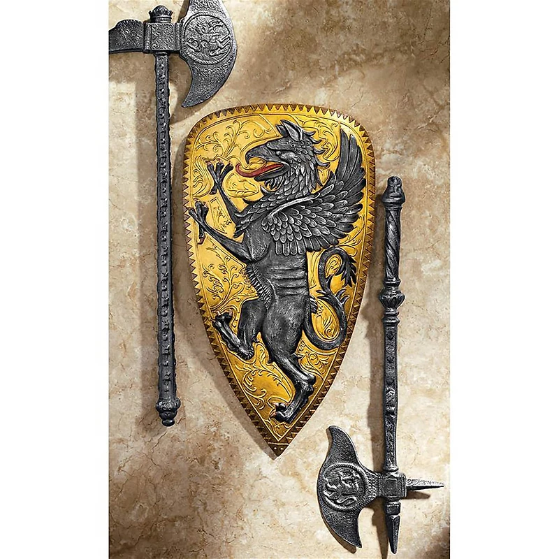 Design Toscano 19" Villani Florence Gothic Griffin Shield Wall Sculpture
