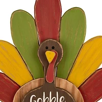 Glitzhome® 2ft. Thanksgiving Wooden Turkey Standing Décor
