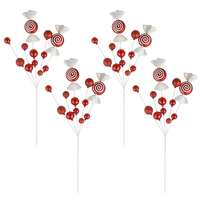 Glitzhome® 24" Christmas Red & White Candy Pick, 4ct.