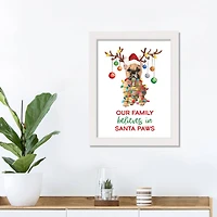 Our Family Believes in Santa Paws White Framed Wall Art