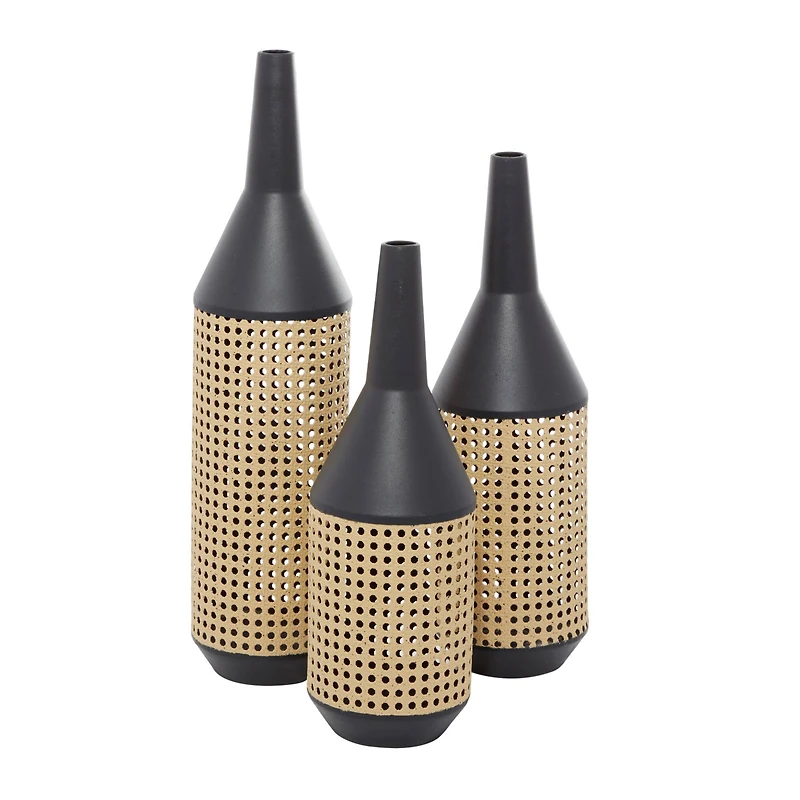 The Novogratz Set of 3 Brown Metal Contemporary Vase 24", 20", 18"