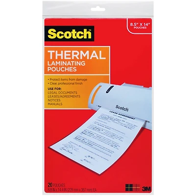 Scotch® Legal Thermal Laminator Pouches, 20ct.