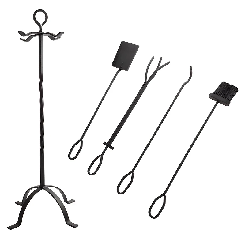 Hastings Home Black Fireplace Tool Set & Stand