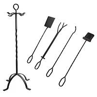 Hastings Home Black Fireplace Tool Set & Stand