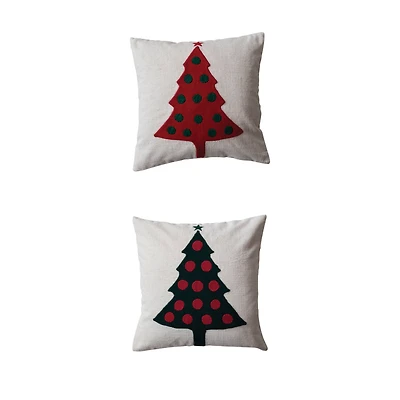 Hello Honey® 18" Embroidered Wool Christmas Tree Throw Pillow Set