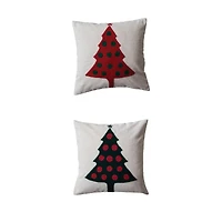 Hello Honey® 18" Embroidered Wool Christmas Tree Throw Pillow Set