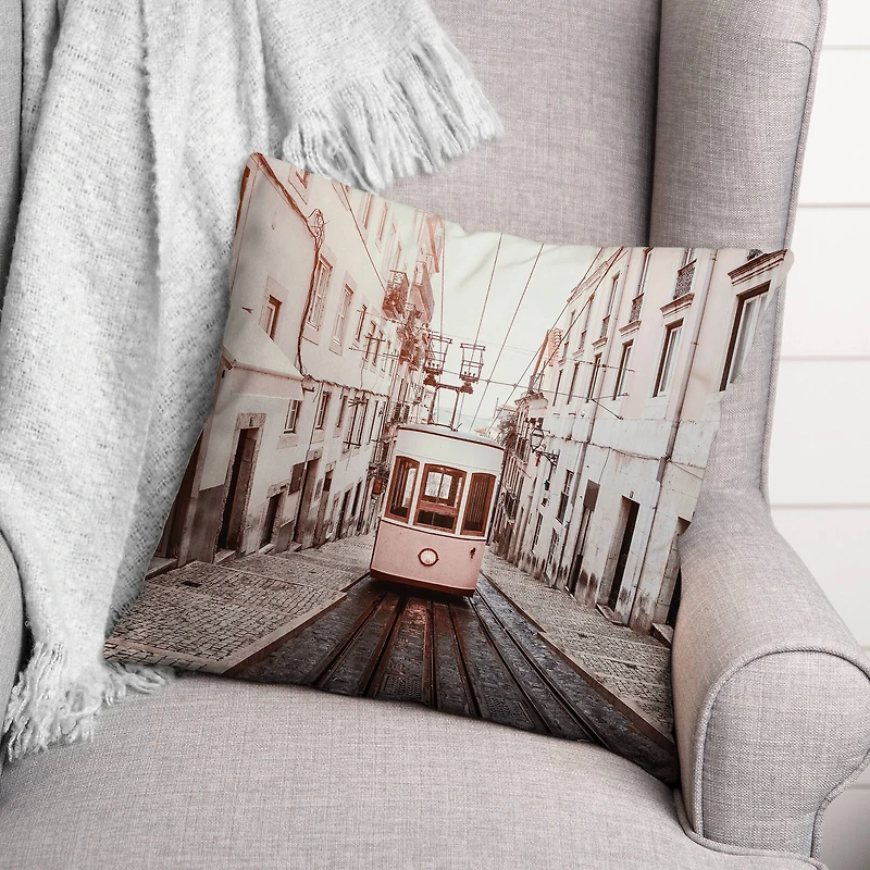 Lisbon Trolley 18" x 18" Throw Pillow