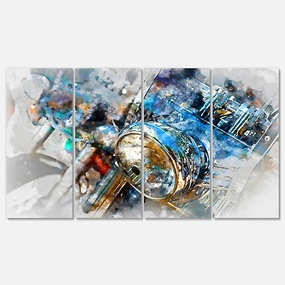 Designart - Motorcycle Headlight Watercolor