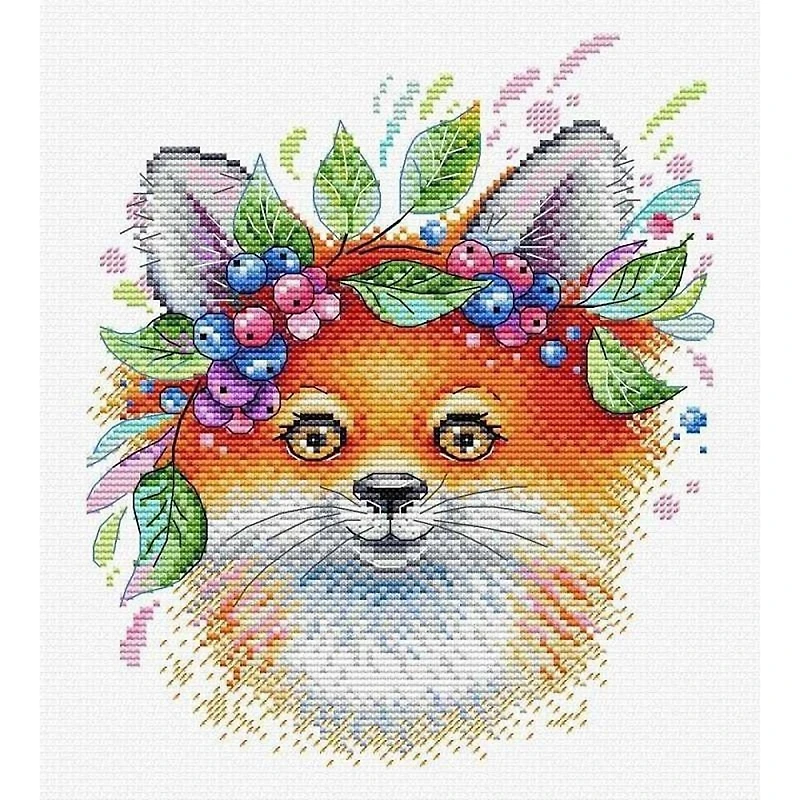 MP Studia Fox With Flowers Cross Stitch Kit