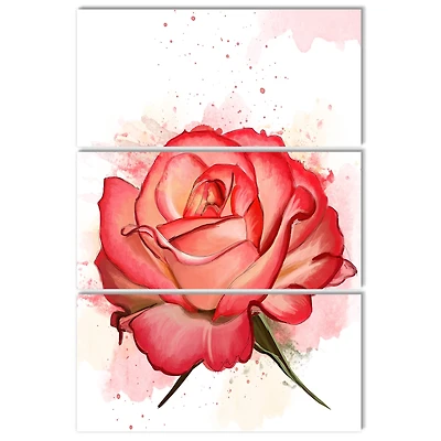 Designart - Red Rose with Splashes