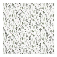 Pine Greenery on White Cotton Twill Napkin