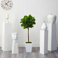 4ft. Fiddle Leaf Tree in White Metal Planter