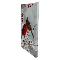 Lighted Red Cardinals & Berries Christmas Canvas Wall Art
