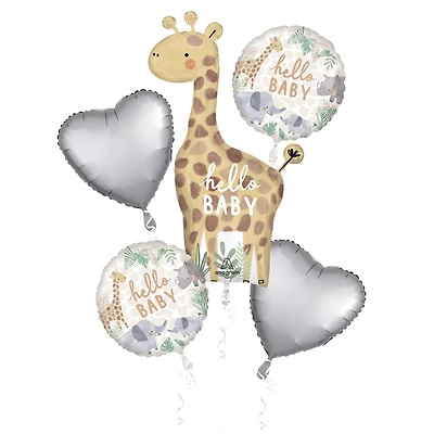 Soft Jungle Baby 5-Piece Foil Balloon Bouquet