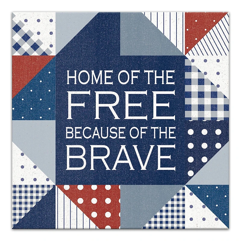 Home of the Free Because of the Brave Canvas Wall Art