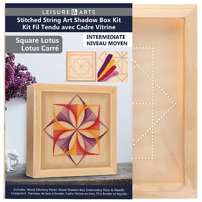 Leisure Arts® Square Lotus Stitched String Art Shadow Box Kit