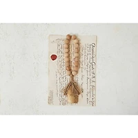 Hello Honey® 13" Antique Gold Finish Metal Bell & Mango Wood Bead Door Hanger with Jute Fringe