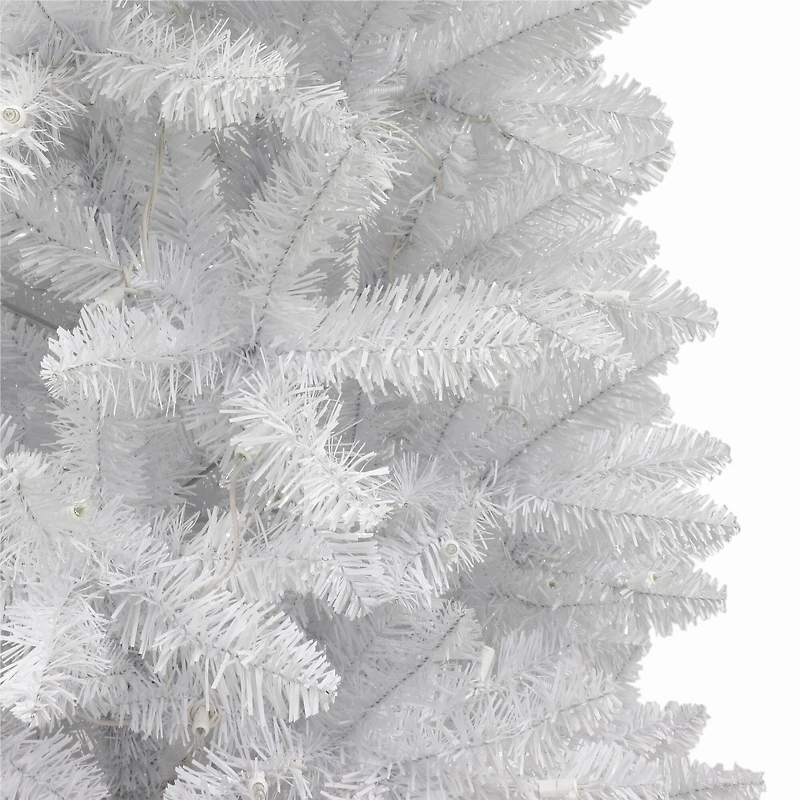 7ft. Pre-Lit White Carson Artificial Pine Christmas Tree, Clear Lights