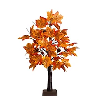 2ft. Pre-Lit Autumn Maple Artificial Fall Tree with Acorns & Pinecones and 18 Warm White LED Lights