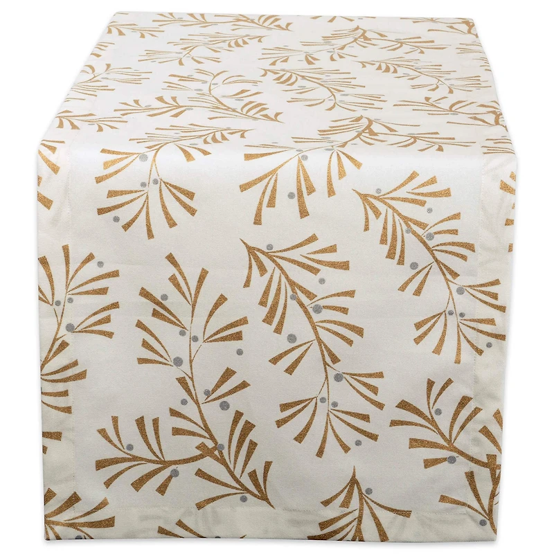 DII® 72" Metallic Holly Leaves Table Runner