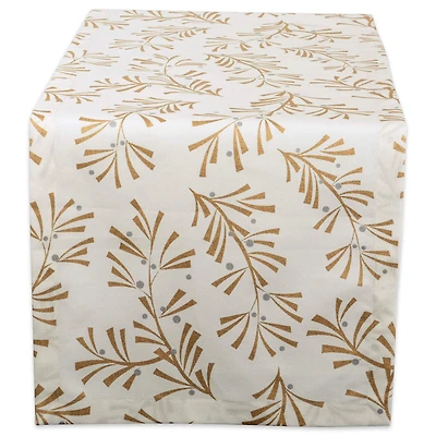 DII® 72" Metallic Holly Leaves Table Runner