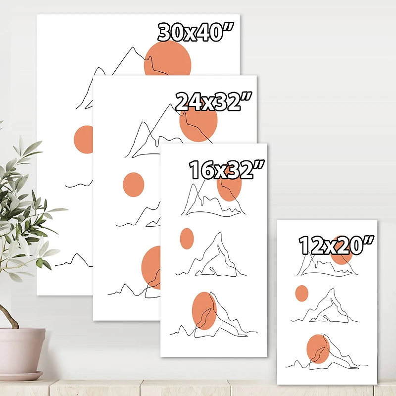 Designart - Abstract Mountain Range With Red Moons