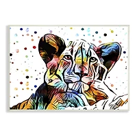 Stupell Industries Abstract Lion Cub Portrait Vibrant Polka Dots Wall Plaque