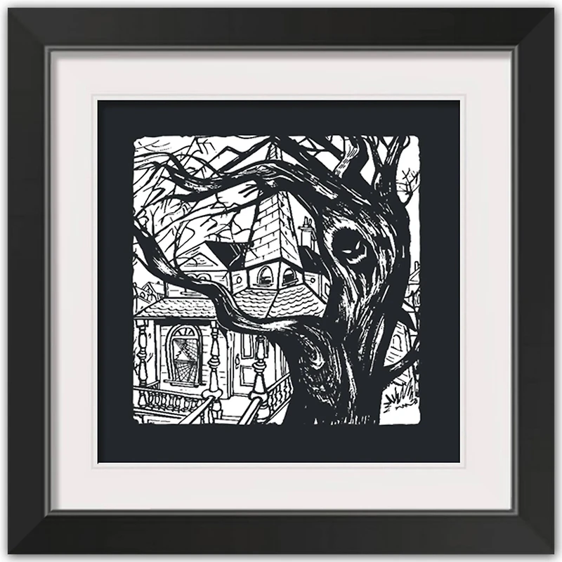 Haunted House Halloween Print in Black Frame