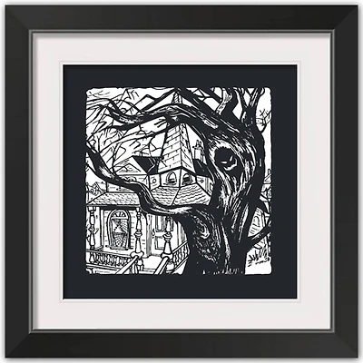 Haunted House Halloween Print in Black Frame