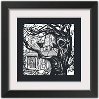 Haunted House Halloween Print in Black Frame