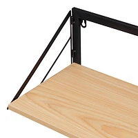 Honey Can Do Black & Maple Collapsible Wall-Mounted Hamper with Laundry Bag & Shelf