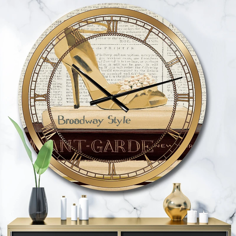 Designart 'Gold Fashion High Hells Iii Glam Wall Clock