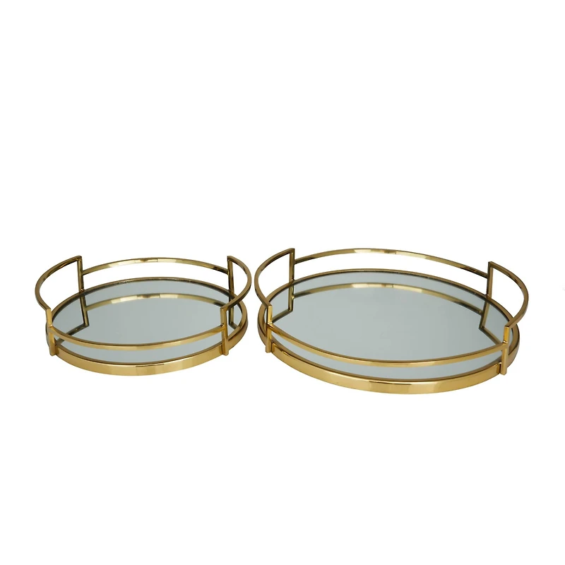The Novogratz Gold Contemporary Tray, Set of 2" 19", 14"