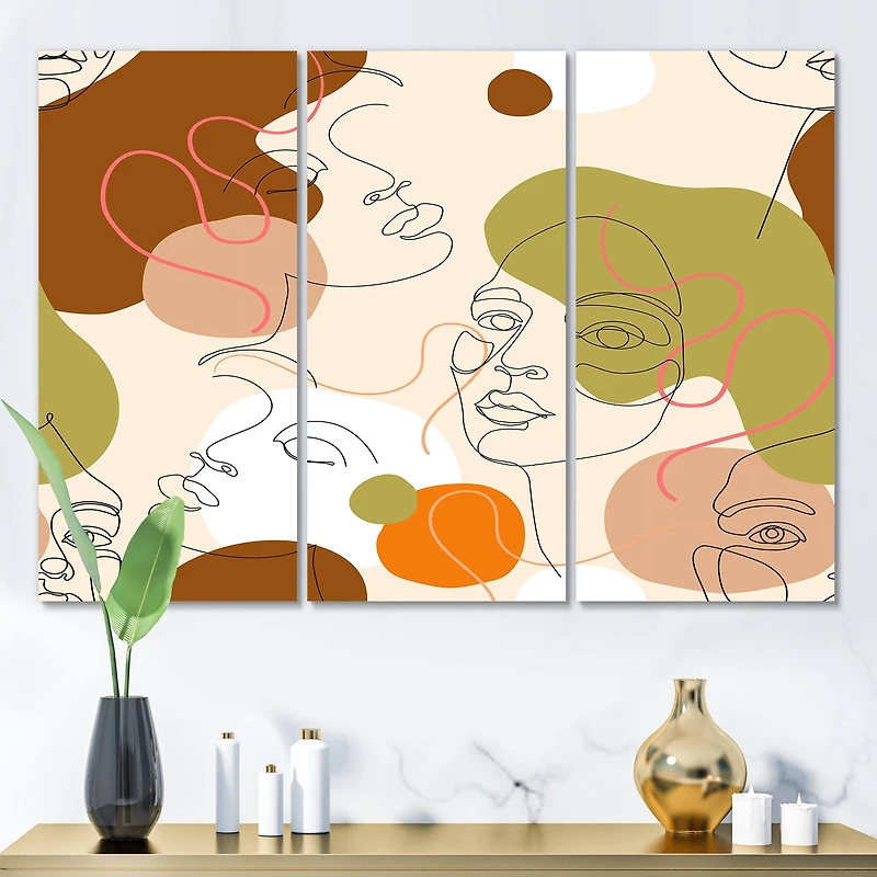 Designart - One Line Portrait of African American Women III