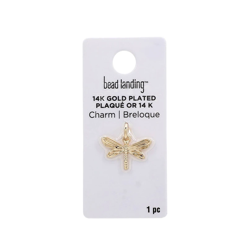 14K Gold Plated Dragonfly Charm by Bead Landing™