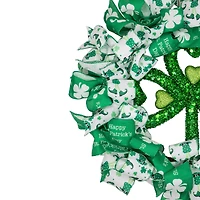 Shamrocks and Ribbons St. Patrick's Day Wreath 24" Unlit