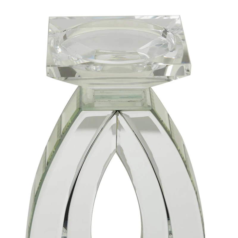 Set of 2 Clear MDF Glam Candle Holder, 17" x 6" x 4"