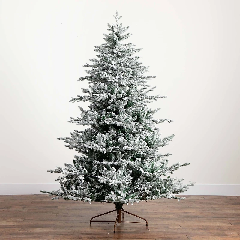7ft. Pre-Lit Flocked Fir Artificial Christmas Tree, Warm White LED Lights